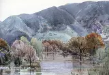 Hilda Stewart, Loluca Lake, San Fernando Valley, Hollywood, watercolour on paper