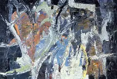 Flower Forms by William Perehudoff, 1959, oil on linen, sold Jan 1992