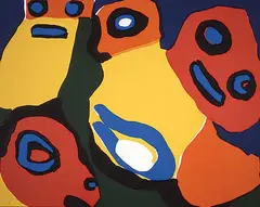 Untitled - Composition #E.A. by Karel Appel, silkscreen on paper, sold Jan 1992