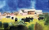 Farmers Field II by Janet Mitchell, 1959, watercolour on paper, sold Jan 1992