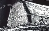 Margaret Shelton, Barn at Lomond #31/50, 1974, wood block on paper