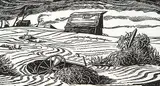 Margaret Shelton, Alberta Dustbowl #23/50, 1949, lino block on paper