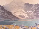 Walter J. Phillips, Lake McArthur, Canadian Rockies #144, 1931, colour wood block on paper