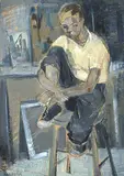Untitled - Studio Portrait by Wynona Croft Mulcaster, 1955, oil on board, sold Jan 1992
