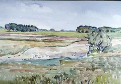 Dense Blue Shadow by Dorothy Knowles, 1977, watercolour on paper, sold Jan 1992