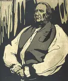 William Nicholson, The Archibishop of Canterbury, colour wood block on paper