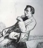 Malcolm Osborne, The Problem - A.Mason, etching on paper