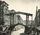 Henry Rushbury, Canal de la Douane, Marseille, 1923, etching on paper