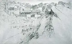 Ernest Stephen Lumsden, Jodhpur, Evening, 1914, etching on paper