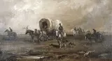 Augustus Frederick Lafosse Kenderdine, Untitled - Early Settlers, oil on canvas