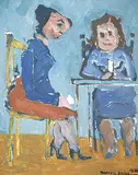 Card Players by Maxwell Bennett Bates, 1976, oil on canvas, sold Jan 1992