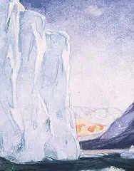 Clarence Gagnon, Untitled - Iceberg, monotype highlighted with gouache on pap