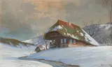 Karl Hauptmann, Wintertag im Hausachtal im Schwarzwald, Gouache auf Papier