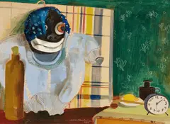 Felix Nussbaum, Stillleben mit Maske und Pullover, 1935, Öl auf Leinwand