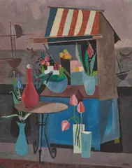 Carl Barth, Hafen in den Pyrenäen, 1955, Öl auf Jute