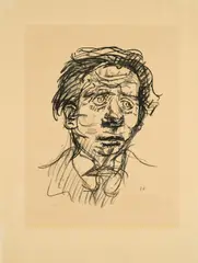 Oskar Kokoschka, Max Reinhardt (Kopf), 1919, Lithografie auf Japan