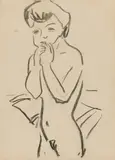 Ernst Ludwig Kirchner, Stehender weiblicher Akt, 1909, Kohle auf Papier
