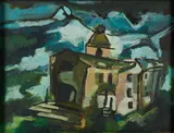 Werner Scholz, Johanneskirche, 1961, Öl auf Karton