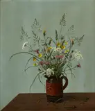 Herbert Böttger, Wiesenblumen-Strauß in Milchkanne, 1938, Öl auf Leinwand
