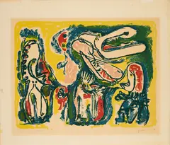 Asger Jorn, Aus: Sujet Romantique, 1953/70, Farblithografie auf Arches (Wasserzeichen)