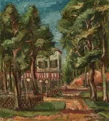 Willy Kukuk, "Das Gasthaus Molle", 1929, Öl auf Holz