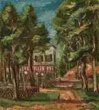 Willy Kukuk, "Das Gasthaus Molle", 1929, Öl auf Holz