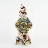 Meissen, Große Pendule mit Zeus und Chronos, Porzellan, polychrom und gold staffiert.