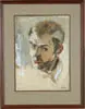 Aaron Bohrod, Portrait of Bill Cummings, Watercolor and gouache portrait of a young Bill Cummings. Bottom right stamped “Joe Jones War Art Unit”
