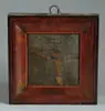 Unsigned, The Crucifixion, Oil on canvas scene shows Jesus on the cross with plaque above head “INRI”