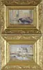 Elizabeth Wentworth Roberts, Pair of Carnarvon Castle Views, Pair of oil on board scenes show “Carnarvon Castle, Wales during the Investiture of the Prince of Wales, July 13 1911”
