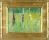 Impressionistic Landscape by August Francois Pierre Gay, Oil on board scene shows three colorful trees amongst tall grasses, offered Aug 2004