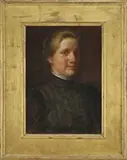 Portrait of a Woman by Karl Walter Leopold von Kalckreuth, Oil on board half portrait showing a woman in a black dress with light brown hair, offered Feb 2011