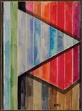 Antonina F. Sofronova, A Study in Colors, Watercolor modern abstract scene in columns of colored stripes broken by black lines