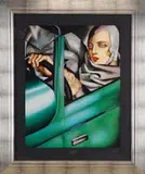 Tamara de Lempicka, Autoportrait, Large colorful giclee print shows a woman behind the wheel of a green car