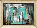 Otto Carl Knaths, Half Remembered, Oil on canvas abstract in colors of green, black and white