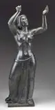 Carl Ludwig Schmitz, Dancer, Bronze female figure partially nude with upraised arms, in the Art Deco taste