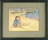 Signed, Children on a Beach