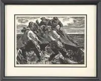 Robert von Neumann, Hauling the Net, Lithograph seen shows five men hauling in a heavy net laden with codfish. Pencil signed and titled