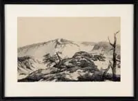 Stow Wengenroth, Dunes, Dry brush drawing for his lithograph titled “Dunes” number 307 in Stuckey’s Book
