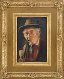 Wilhelm Klein, Portrait of a Gentleman with Pipe, Oil on wood panel portrait of a gentleman with a hat and a pipe