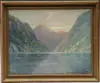 Conrad Selmyhr, Fjord with Mountains, Oil on board depicts a lovely Fjord with various seagulls. Fully signed in lower right