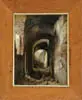 Charles-Caïus Renoux, The Arched Entry, Oil on canvas architectural scene shows an alleyway with multiple half arches in a stone structure