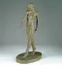 Virginia Morris Pollak, Standing Female Nude, Plaster figure with green bronze patina. Figure standing tip-toe posed with one arm in front and one arm in back
