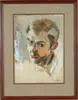 Aaron Bohrod, Portrait of Bill Cummings, Watercolor and gouache portrait of a young Bill Cummings. Bottom right stamped “Joe Jones War Art Unit”