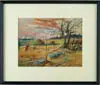 Gordon Phillips, The Hunter, Watercolor scene shows a man with gun walking through high grass with several trees