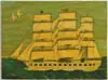 Untitled by Hans Jorgensen, Oil on board scene shows clipper ship in full sail. Two seagulls fly ahead, offered Jan 2004