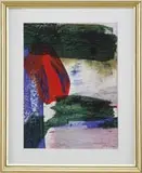 Ward Wilson, Broad Brush Abstract, Watercolor abstract scene in blue, red, green, and white