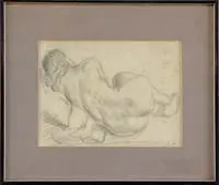 Sleeping Nude by John Sloan, Pencil drawing of a reclining female nude in sleeping position, offered Jan 2008