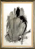 Signed, Studio Study, Gouache black and gray figural study signed lower right with what appears to be Durtik and dated “65”