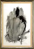 Signed, Studio Study, Gouache black and gray figural study signed lower right with what appears to be Durtik and dated “65”